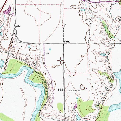 Topographic Map of Denton Creek School, TX