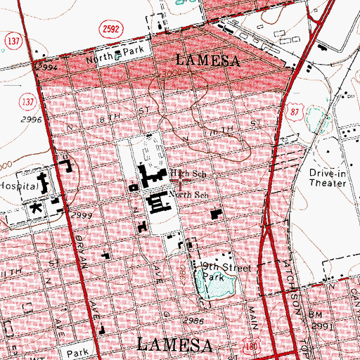 Topographic Map of North Elementary School, TX