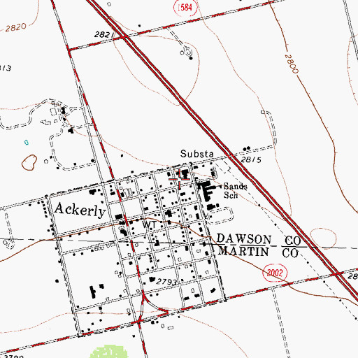 Topographic Map of Sands Elementary School, TX