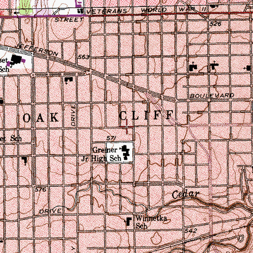 Topographic Map of W E Greiner Middle School, TX