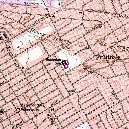 Topographic Map of W W Bushman Elementary School, TX