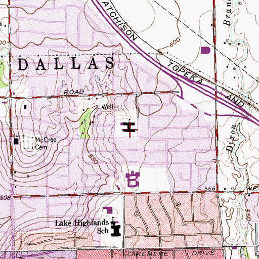 Topographic Map of Wallace Elementary School, TX