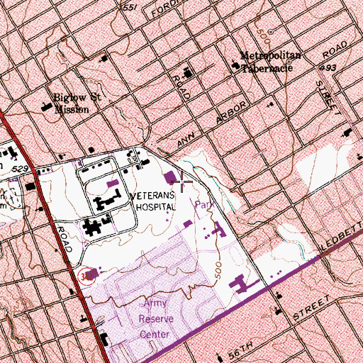 Topographic Map of Whitney M Young Elementary School, TX