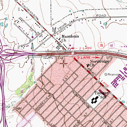 Topographic Map of Wilkinson Middle School, TX