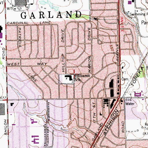 Topographic Map of Williams Elementary School, TX