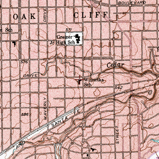 Topographic Map of Winnetka Elementary School, TX