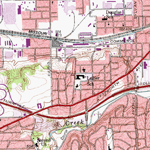 Topographic Map of Sidney Lanier Elementary School, TX