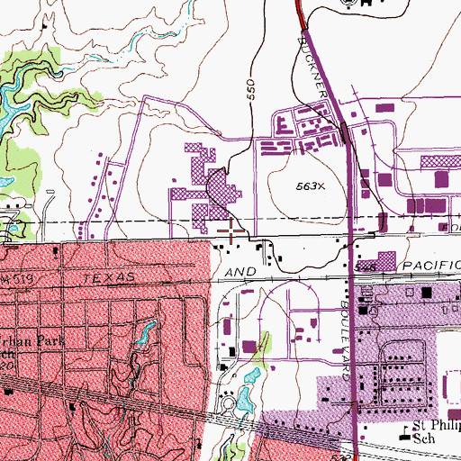 Topographic Map of Skyline High School, TX