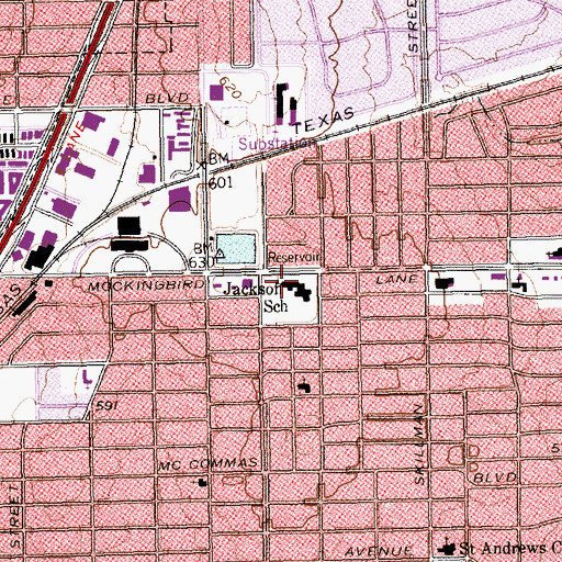 Topographic Map of Stonewall Jackson Elementary School, TX