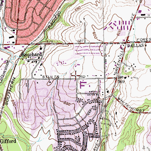Topographic Map of Stults Road Elementary School, TX
