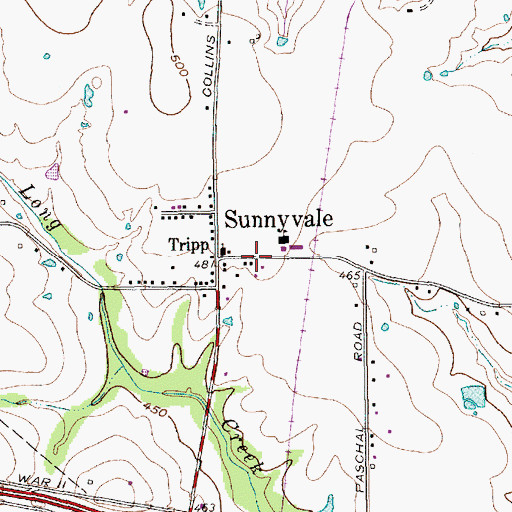 Topographic Map of Sunnyvale Elementary School, TX