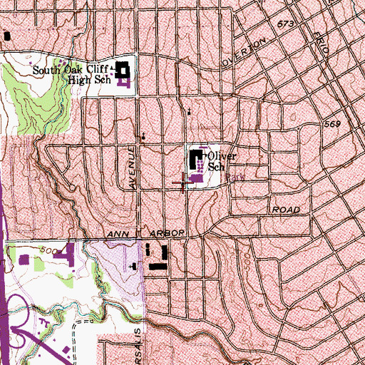Topographic Map of T D Marshall Elementary School, TX