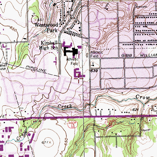 Topographic Map of T W Browne Middle School, TX