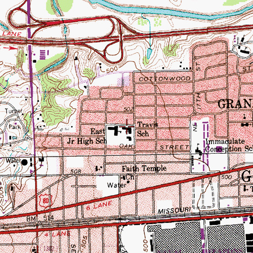 Topographic Map of Travis Elementary School, TX