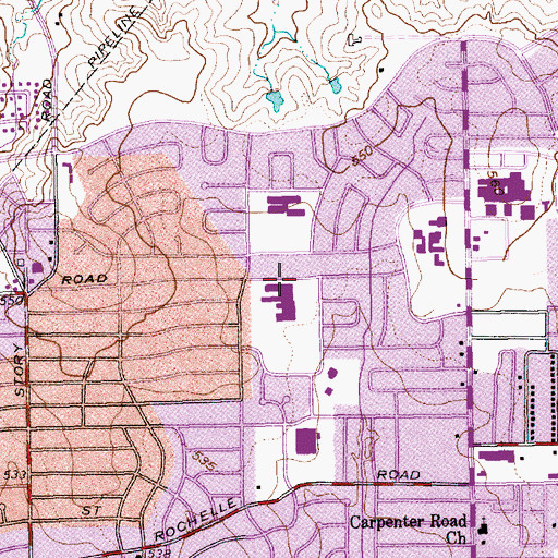 Topographic Map of Travis Middle School, TX