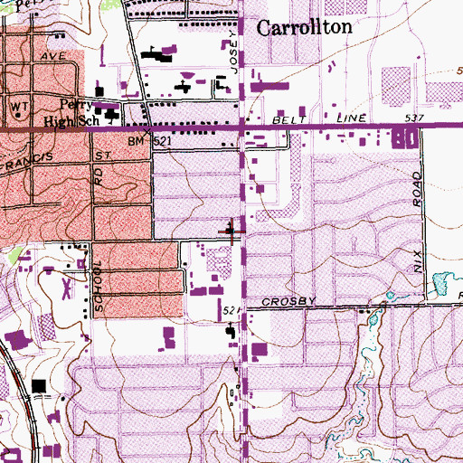 Topographic Map of Turner High School, TX