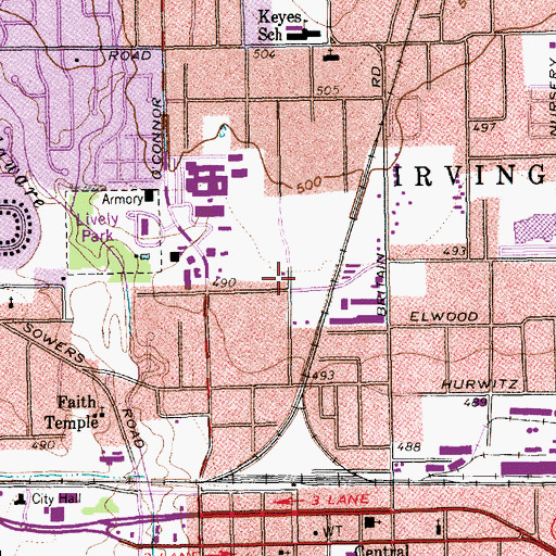 Topographic Map of Union Bower Center, TX