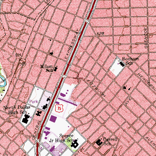 Topographic Map of Universal Academy, TX