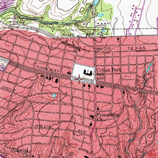 Topographic Map of Urban Park Elementary School, TX