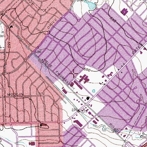 Topographic Map of Vanston Middle School, TX