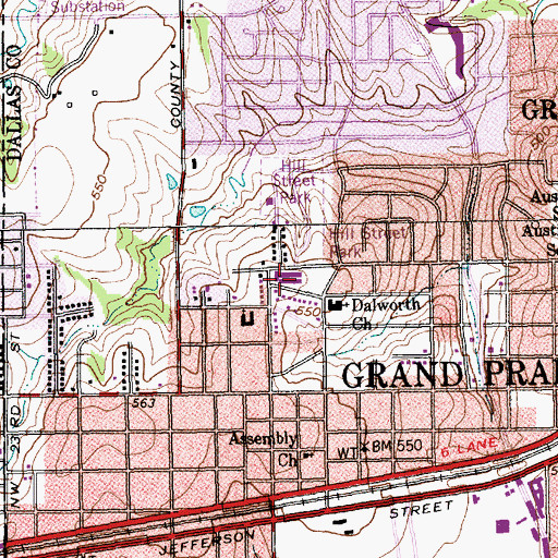 Topographic Map of Sam Houston Elementary School, TX