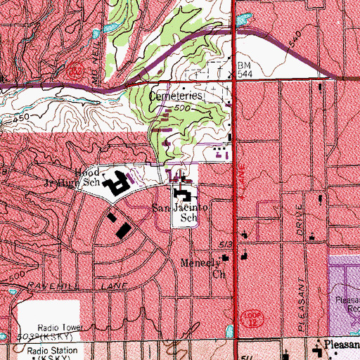 Topographic Map of San Jacinto Elementary School, TX