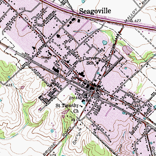 Topographic Map of Seagoville Elementary School, TX