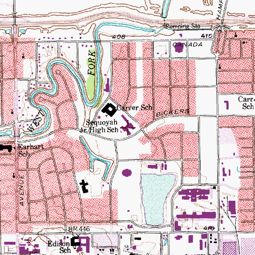 Topographic Map of Sequoyah Elementary School, TX