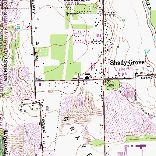 Topographic Map of Shady Grove Plus Center, TX