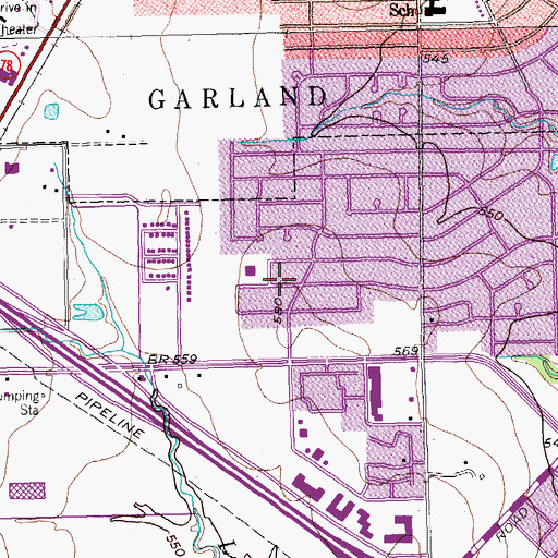 Topographic Map of Roach Elementary School, TX