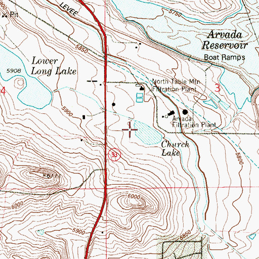 Topographic Map of Churches Dam, CO