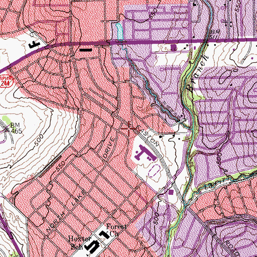 Topographic Map of Robert T Hill Middle School, TX