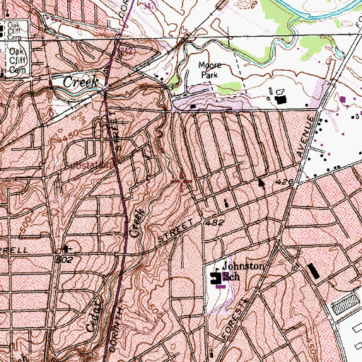 Topographic Map of Roosevelt High School, TX
