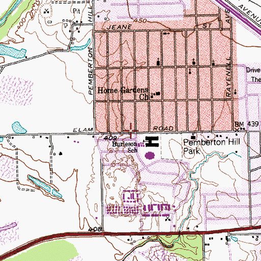 Topographic Map of Rufus C Burleson Elementary School, TX