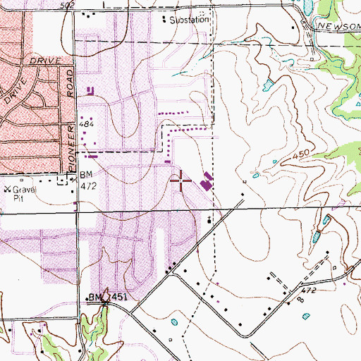 Topographic Map of Rutherford Elementary School, TX