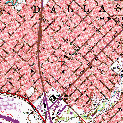 Topographic Map of Sam Houston Elementary School, TX