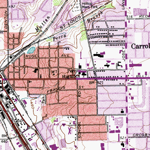 Topographic Map of Perry Middle School, TX