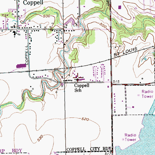 Topographic Map of Pinkerton Elementary School, TX