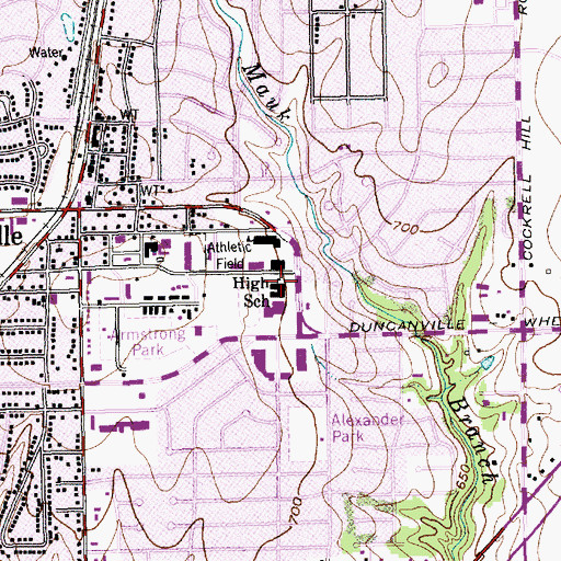 Topographic Map of Reed Junior High School, TX