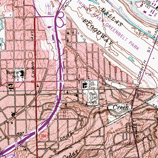 Topographic Map of N W Harllee Elementary School, TX