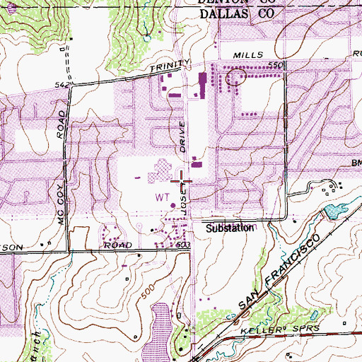 Topographic Map of Newman Smith High School, TX