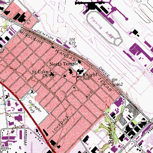 Topographic Map of Obadiah Knight Elementary School, TX
