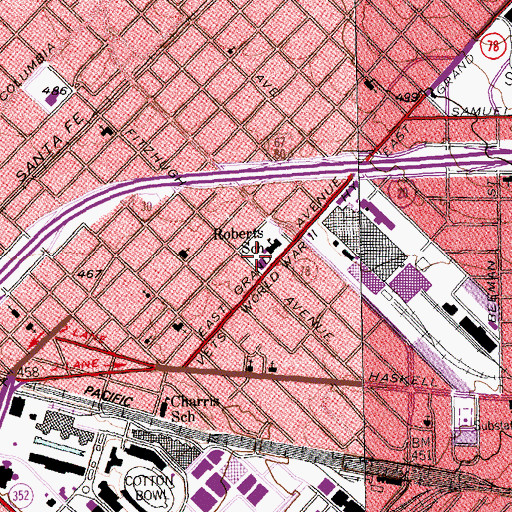 Topographic Map of Oran M Roberts Elementary School, TX