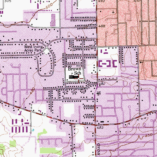 Topographic Map of Otis Brown Elementary School, TX