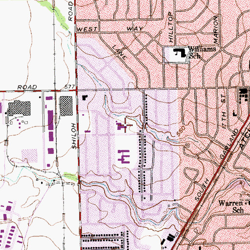 Topographic Map of Park Crest Elementary School, TX