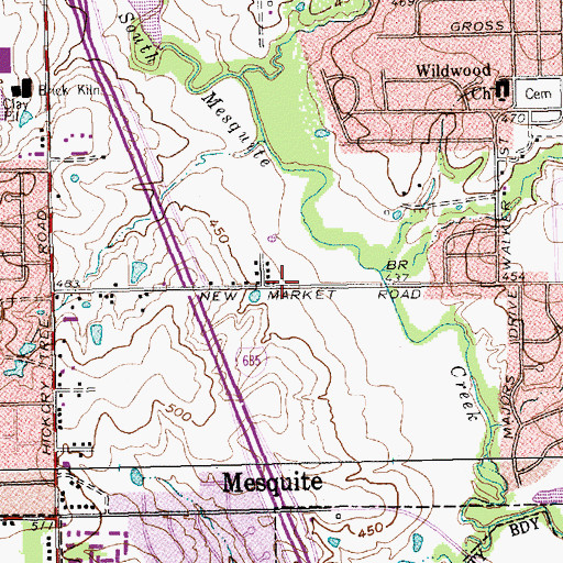 Topographic Map of Mary Moss Elementary School, TX