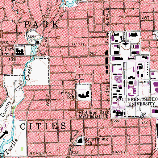 Topographic Map of McCulloch Intermediate School, TX