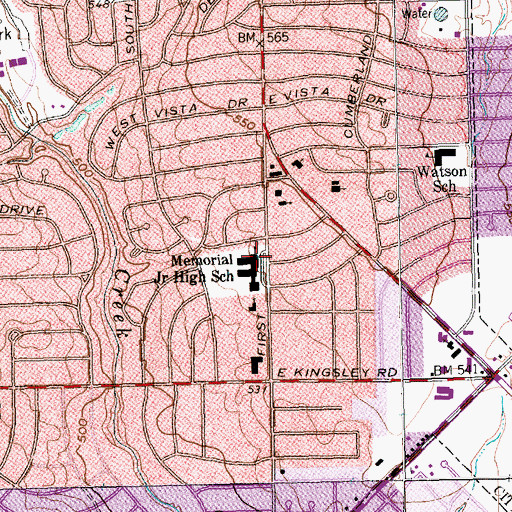 Topographic Map of Memorial Preparatory School, TX