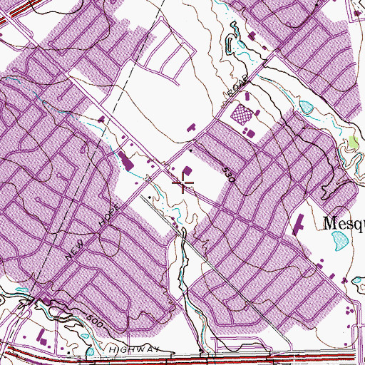 Topographic Map of Mesquite Academy, TX