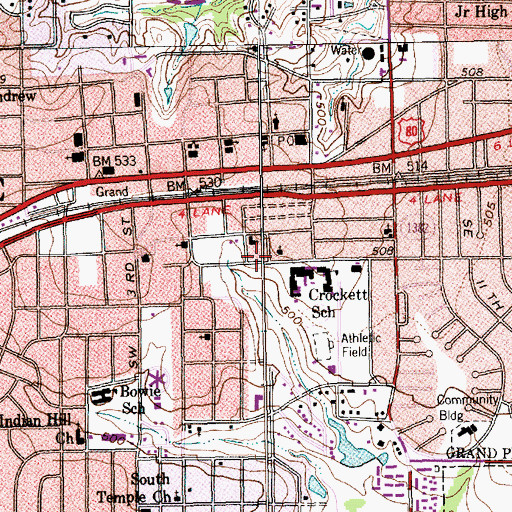 Topographic Map of Lee Middle School, TX